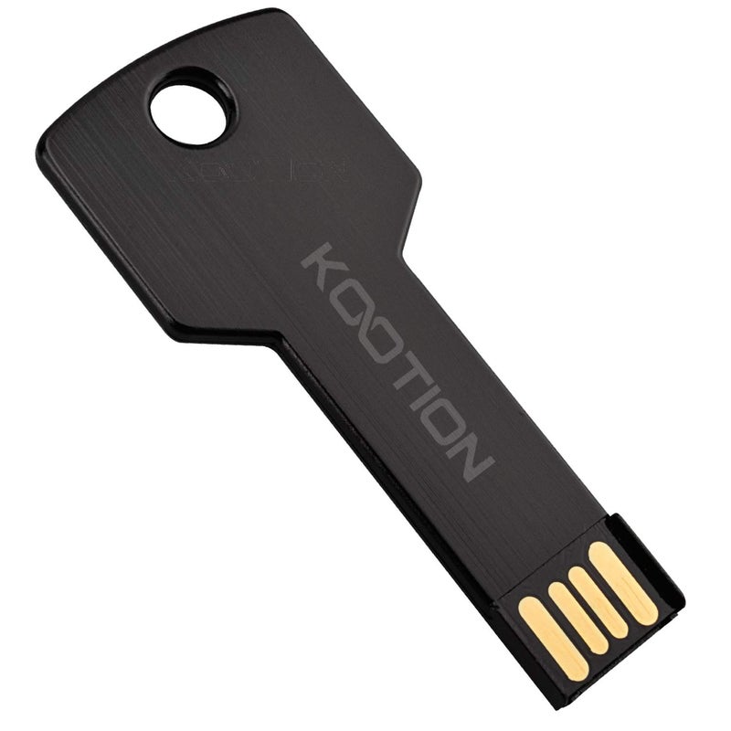 KOOTION 64GB USB Flash Drive, Metal Key Shaped 2.0 USB Memory Stick Pen Drive Black - Image 1
